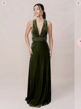 Revelry Dylan Velvet Dress in Olive